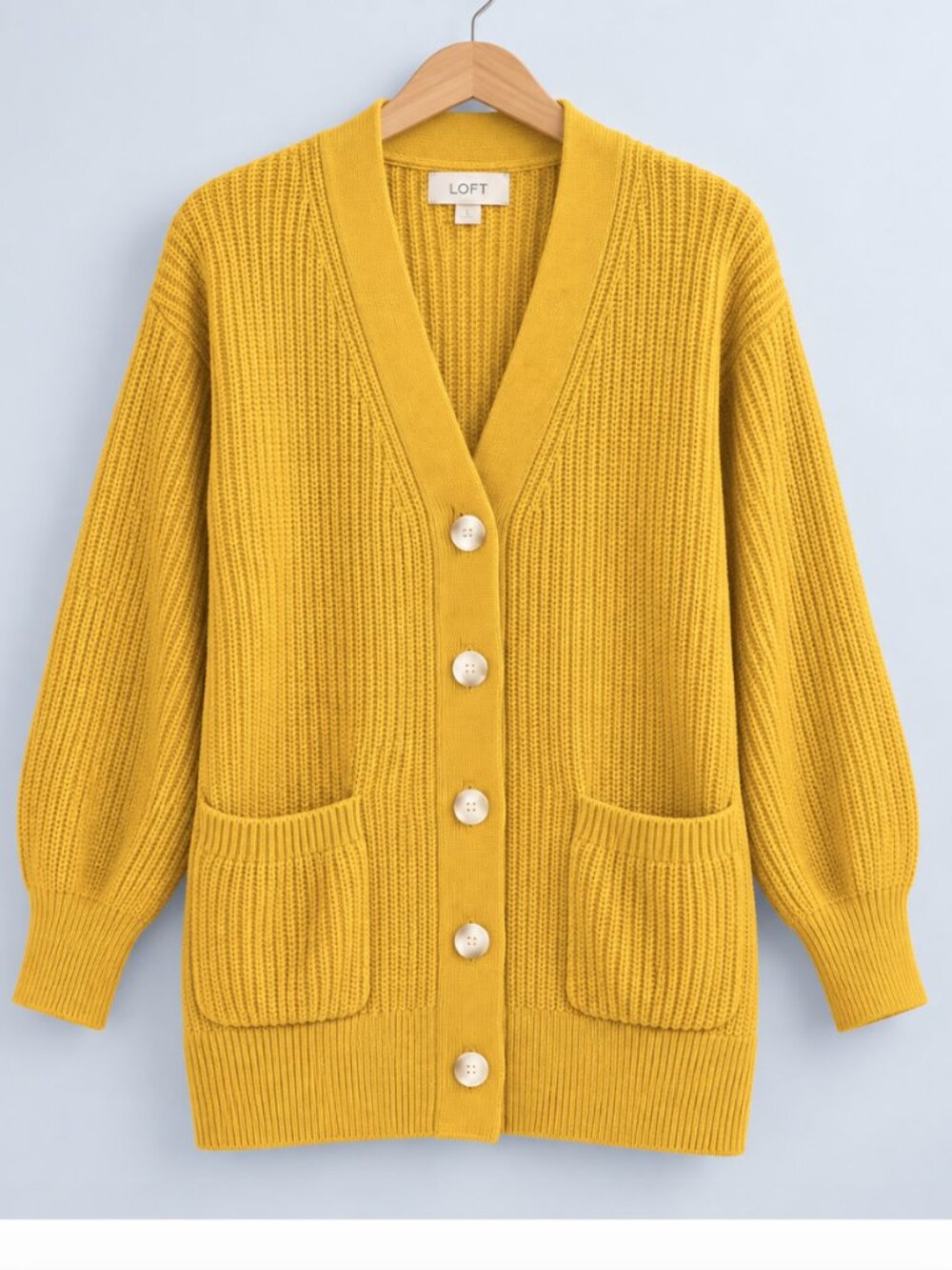 LOFT V-Neck Cotton Boyfriend Cardigan Sweater - Size L - NWT
